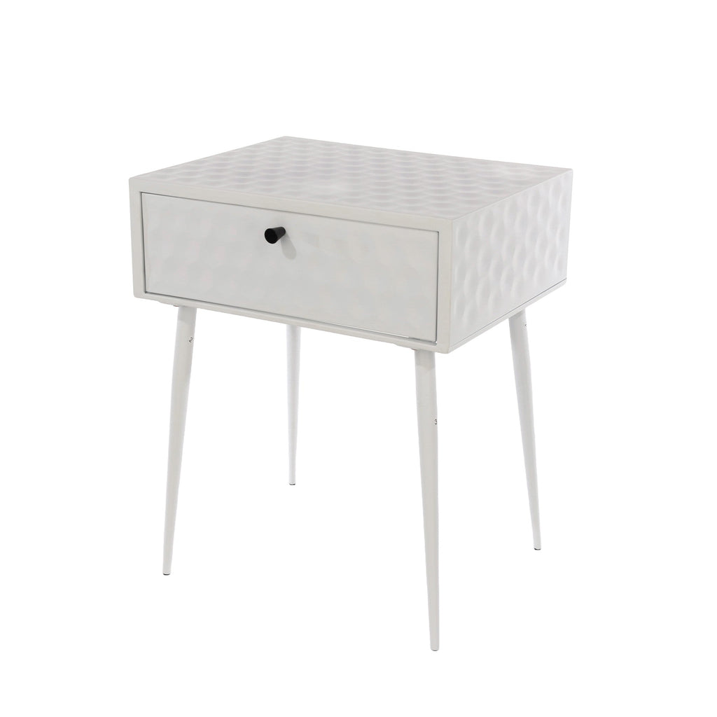 Options Saturn Metal 1 Drawer Bedside Cabinet, White With Gold Handle  White Gold (Self Assembly) (DHD)