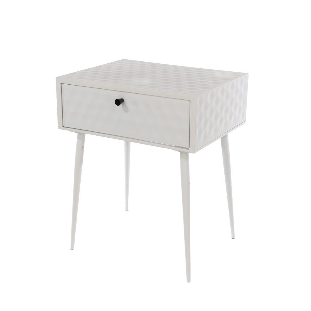 Options Saturn Metal 1 Drawer Bedside Cabinet, White With Gold Handle  White Gold (Self Assembly) (DHD)