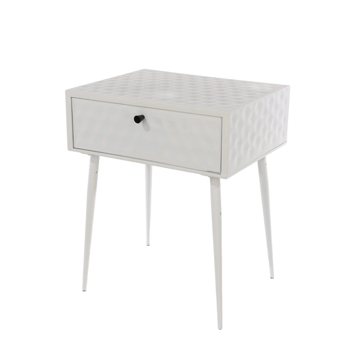 Options Saturn Metal 1 Drawer Bedside Cabinet, White With Gold Handle  White Gold (Self Assembly) (DHD)