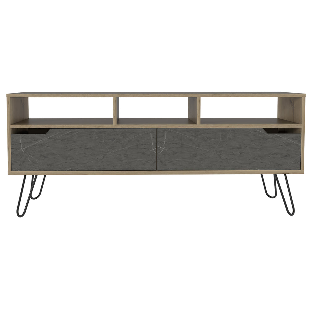Manhattan Wide Screen Tv Rack Bleached Pine Grey Stone (DHD) Image 2