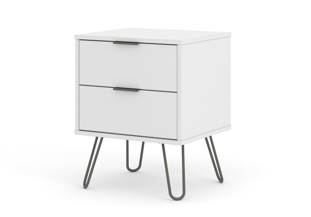 Augusta White 2 Drawer Bedside Cabinet White    (DHD) Image 1