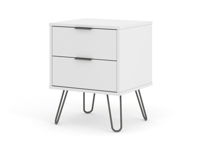 Augusta White 2 Drawer Bedside Cabinet White    (DHD) Image 1