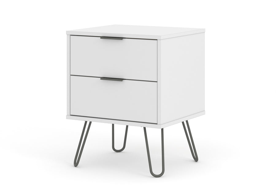Augusta White 2 Drawer Bedside Cabinet White    (DHD) Image 1