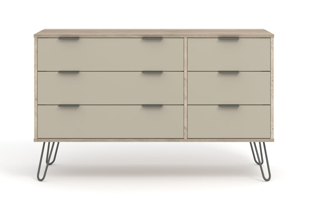 Augusta Driftwood 3+3 Drawer Wide Chest Of Drawers Driftwood  Calico (DHD) Image 2