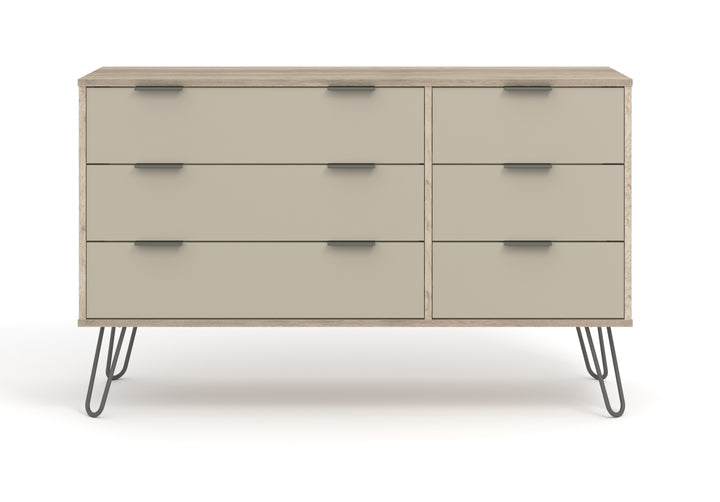 Augusta Driftwood 3+3 Drawer Wide Chest Of Drawers Driftwood  Calico (DHD) Image 2