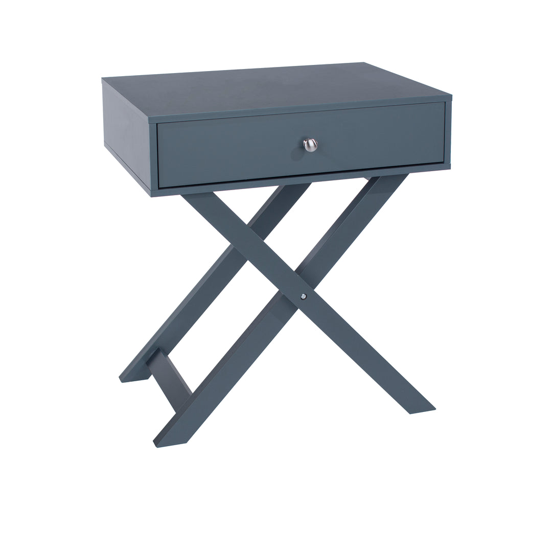 Options Blue X Leg  1 Drawer Petite Bedside Cabinet Blue  (DHD) Image 3