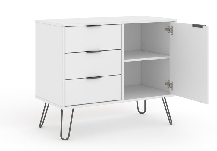 Augusta White Small Sideboard With 1 Door, 3 Drawers White    (DHD) Image 5
