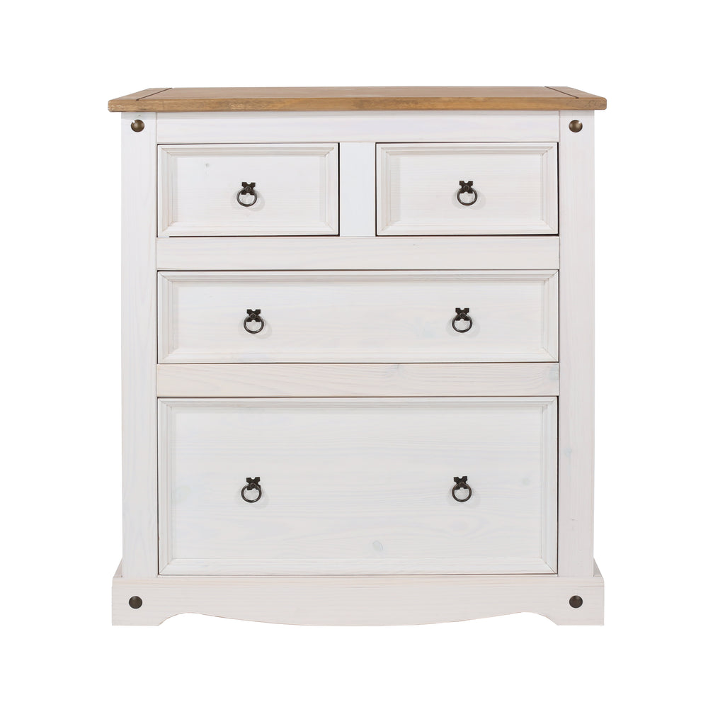 Corona White 2+2 Drawer Chest  White Wax Antique Waxed Pine (DHD) Image 2