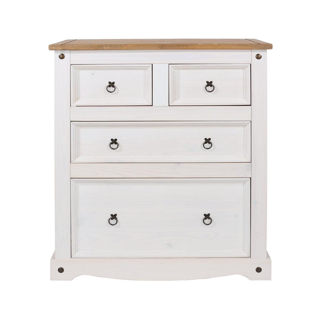 Corona White 2+2 Drawer Chest  White Wax Antique Waxed Pine (DHD) Image 2