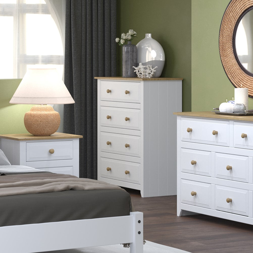 Capri 4 Drawer Chest White Antique Waxed Pine (DHD) Image 5