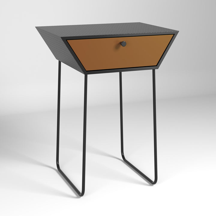 Options Apollo Metal 1 Drawer Bedside Cabinet, Copper Drawer, Black Cabinet, Handle And Legs Black Copper (Self Assembly) (DHD)