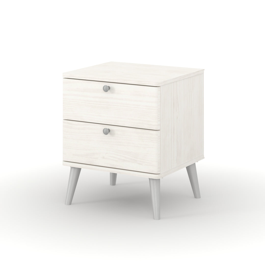 Augusta Curve 2 Drawer Bedside Cabinet White Silver (DHD) Image 1