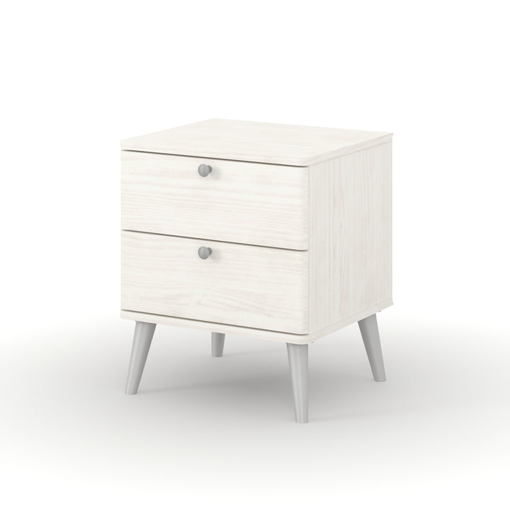 Augusta Curve 2 Drawer Bedside Cabinet White Silver (DHD) Image 1