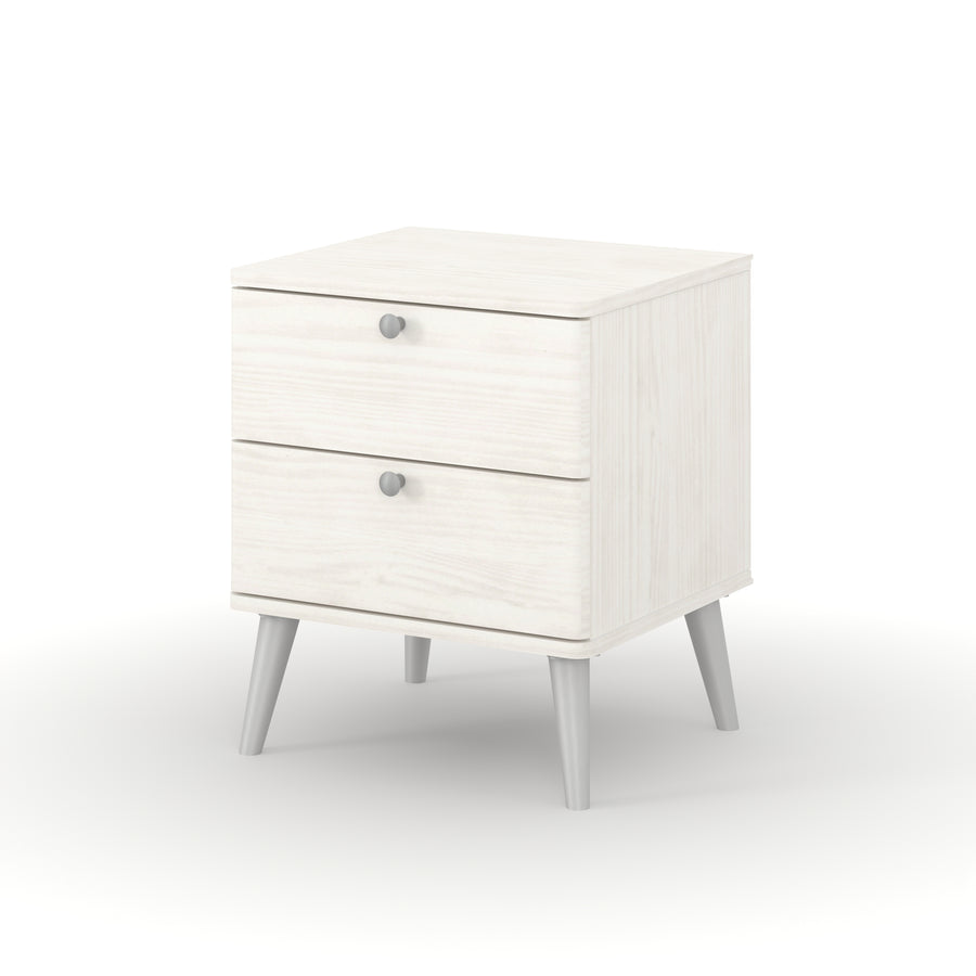 Augusta Curve 2 Drawer Bedside Cabinet White Silver (DHD) Image 1