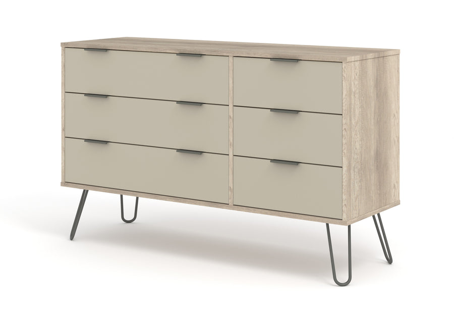 Augusta Driftwood 3+3 Drawer Wide Chest Of Drawers Driftwood  Calico (DHD) Image 1