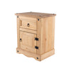 Corona 1 Door, 1 Drawer Bedside Cabinet  Antique Waxed Pine  (DHD) Image 1