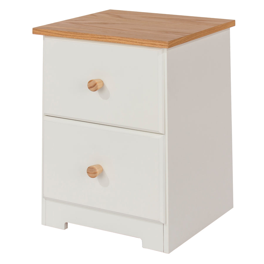 Colorado 2 Drawer Petite Bedside Cabinet Soft White Oak (DHD) Image 1