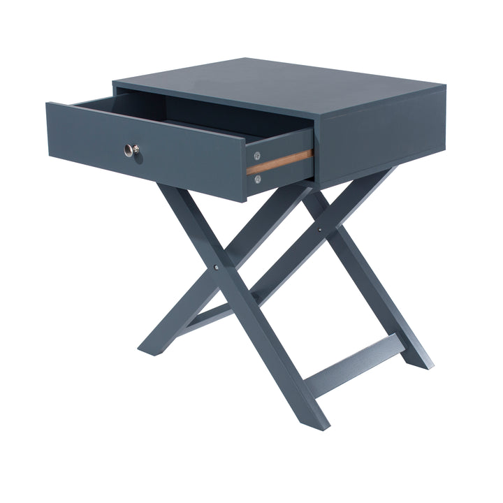 Options Blue X Leg  1 Drawer Petite Bedside Cabinet Blue  (DHD) Image 4