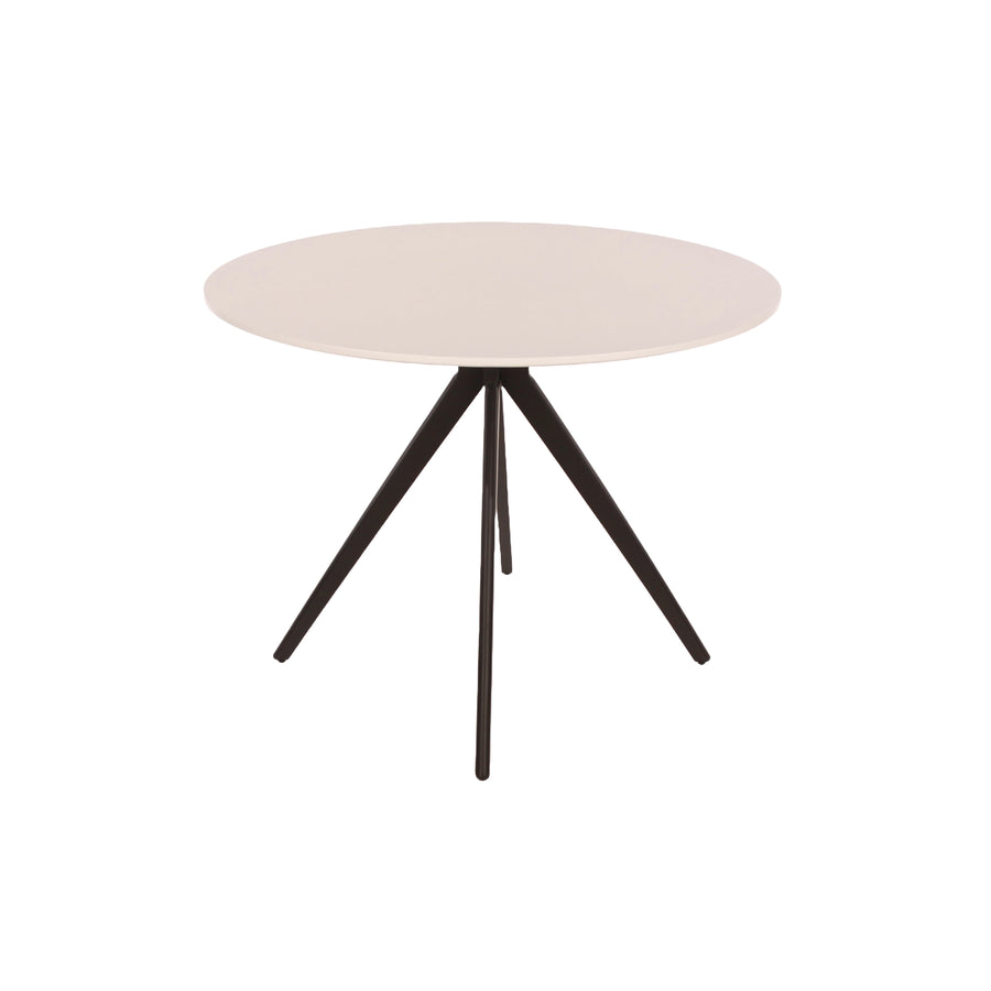 Aspen Round Dining Table, White Painted Top With Black Pedestal Leg Frame White Black (DHD) Image 1