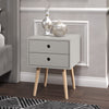 Options Grey Scandia, 2 Drawer & Wood Legs Bedside Cabinet  Grey Pine (DHD) Image 5