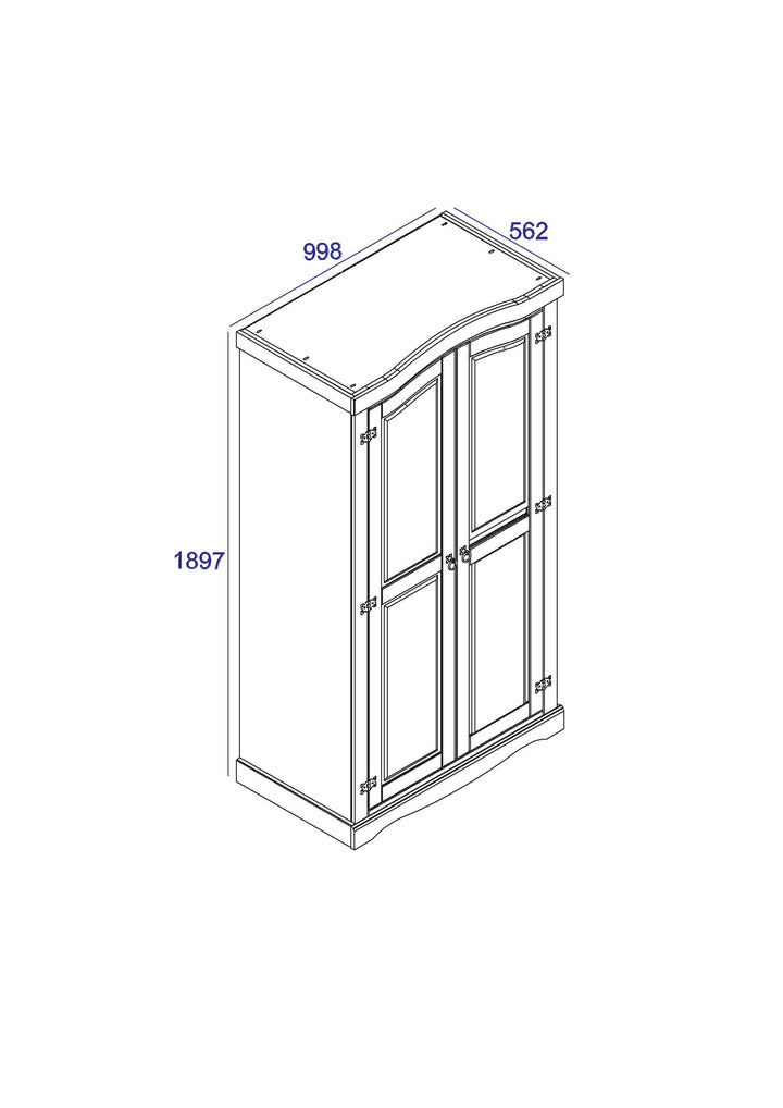 Corona White 2 Door Wardrobe  White Wax Antique Waxed Pine (DHD) Image 6