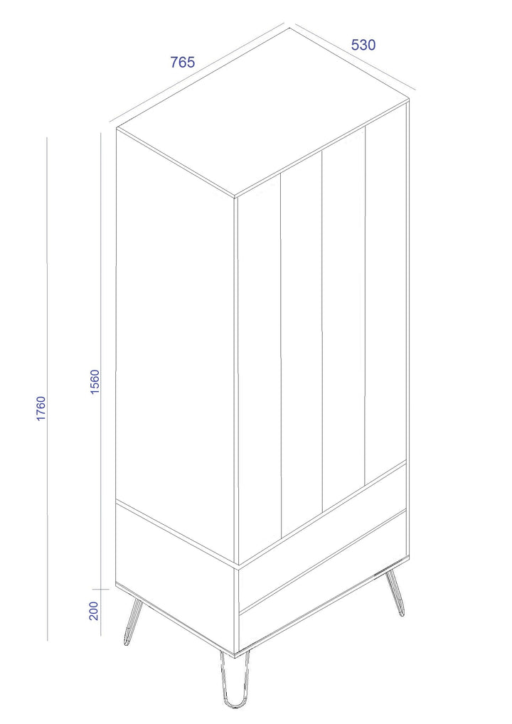 Augusta Pine 2 Door, 2 Drawer Wardrobe Antique Waxed Pine Black (DHD) Image 7