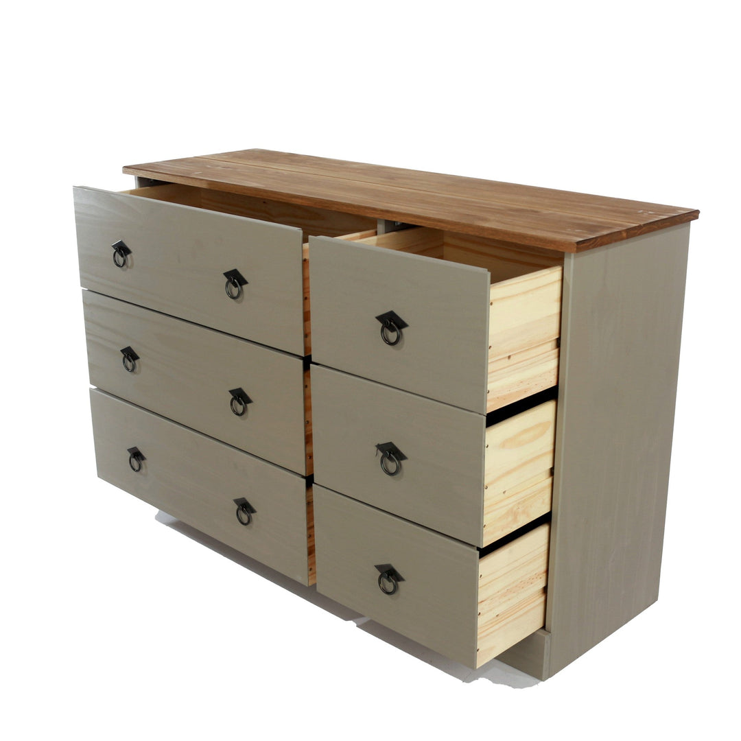 Corona Classic 3+3 Drawer Wide Chest Of Drawers Grey Antique (Self Assembly) (DHD)