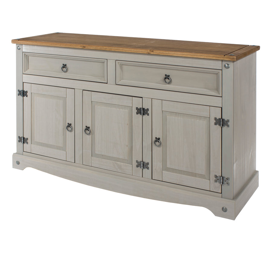 Corona Grey Medium Sideboard Grey Wax Antique Waxed Pine (DHD) Image 1