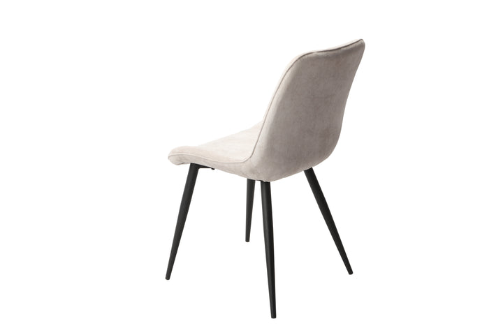 Aspen Diamond Stitch Natural Fabric Dining Chair, Black Tapered Legs (Pair) Natural Black (DHD) Image 4