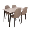 Aspen Rectangular Dining Table, White Marble Effect Foiled Top And 4 X Upholstered Chair Set  White Grey (DHD) Image 1