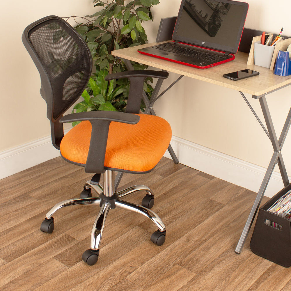 Loft Home Office Home Office Chair In Black Mesh Back, Orange Fabric Seat With Chrome Base Black Orange (DHD) Image 2