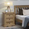 Corona 3 Drawer Bedside Cabinet  Antique Waxed Pine  (DHD) Image 5