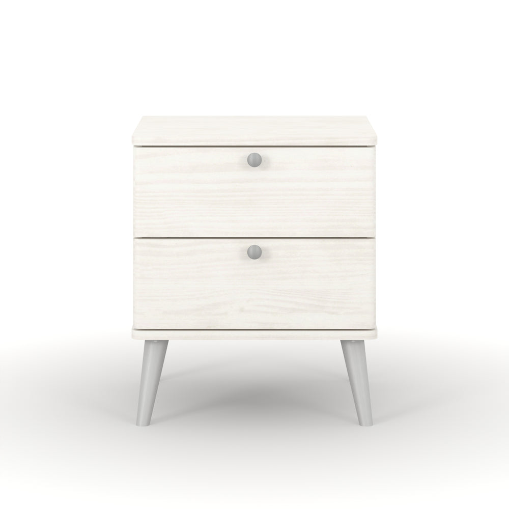 Augusta Curve 2 Drawer Bedside Cabinet White Silver (DHD) Image 2