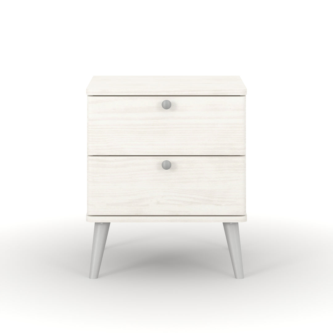 Augusta Curve 2 Drawer Bedside Cabinet White Silver (DHD) Image 2