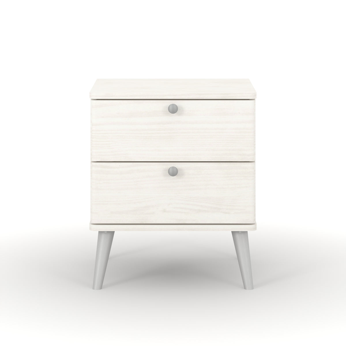 Augusta Curve 2 Drawer Bedside Cabinet White Silver (DHD) Image 2
