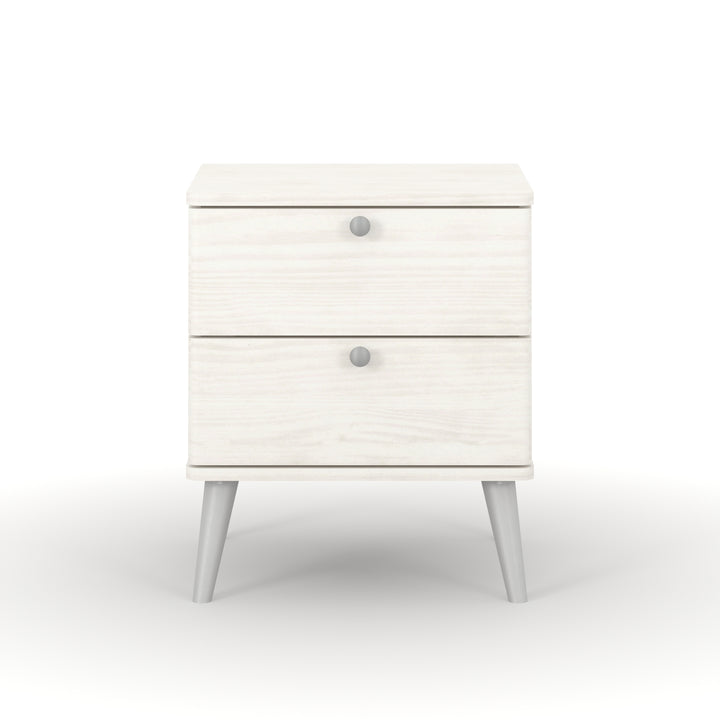Augusta Curve 2 Drawer Bedside Cabinet White Silver (DHD) Image 2