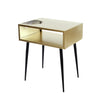 Options Galaxy Metal Bedside Table, Gold With Black Legs Gold Black (Self Assembly) (DHD)