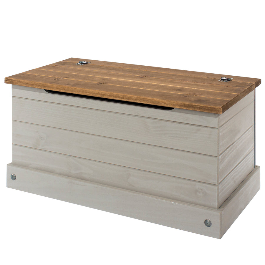 Corona Grey Storage Trunk Grey Wax Antique Waxed Pine (DHD) Image 1