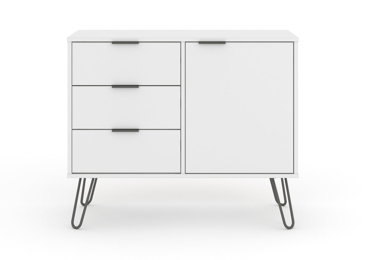 Augusta White Small Sideboard With 1 Door, 3 Drawers White    (DHD) Image 2