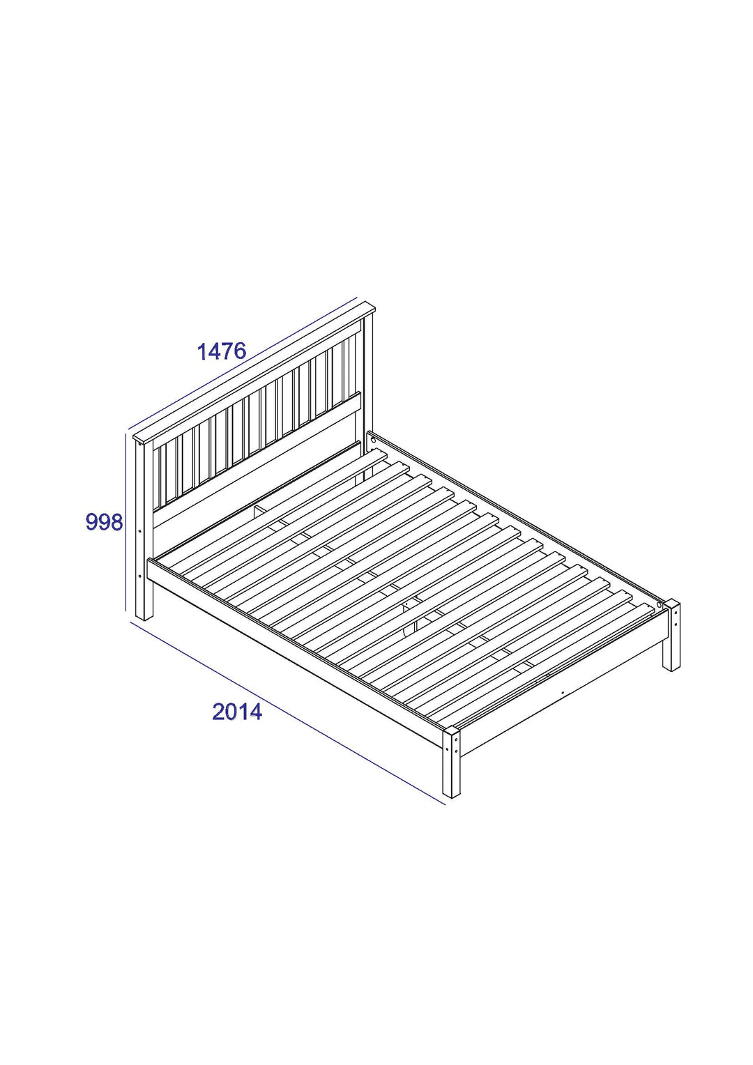 Corona Grey 4'6" Slatted Lowend Bedstead Grey Wax Antique Waxed Pine (DHD) Image 3
