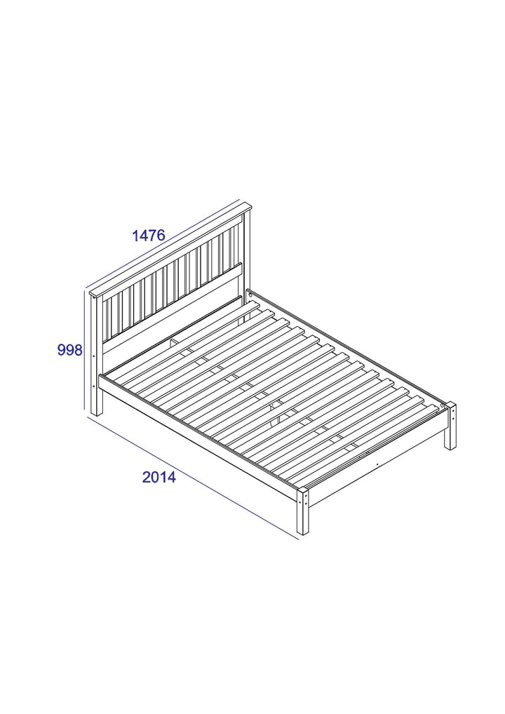 Corona Grey 4'6" Slatted Lowend Bedstead Grey Wax Antique Waxed Pine (DHD) Image 3