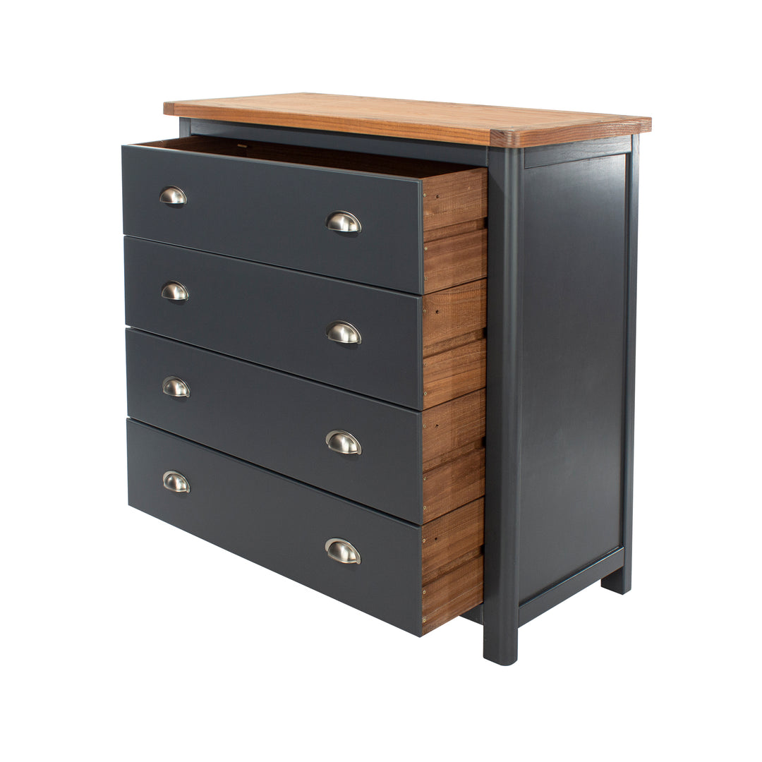 Dunkeld 4 Drawer Chest Midnight Blue Antique Oak Effect Wax (DHD) Image 3