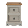 Corona Grey 2 Drawer Petite Bedside Cabinet Grey Wax Antique Waxed Pine (DHD) Image 2