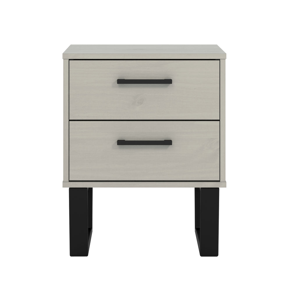 Texas 2 Drawer Bedside Cabinet Grey Waxed Pine Black (DHD) Image 2
