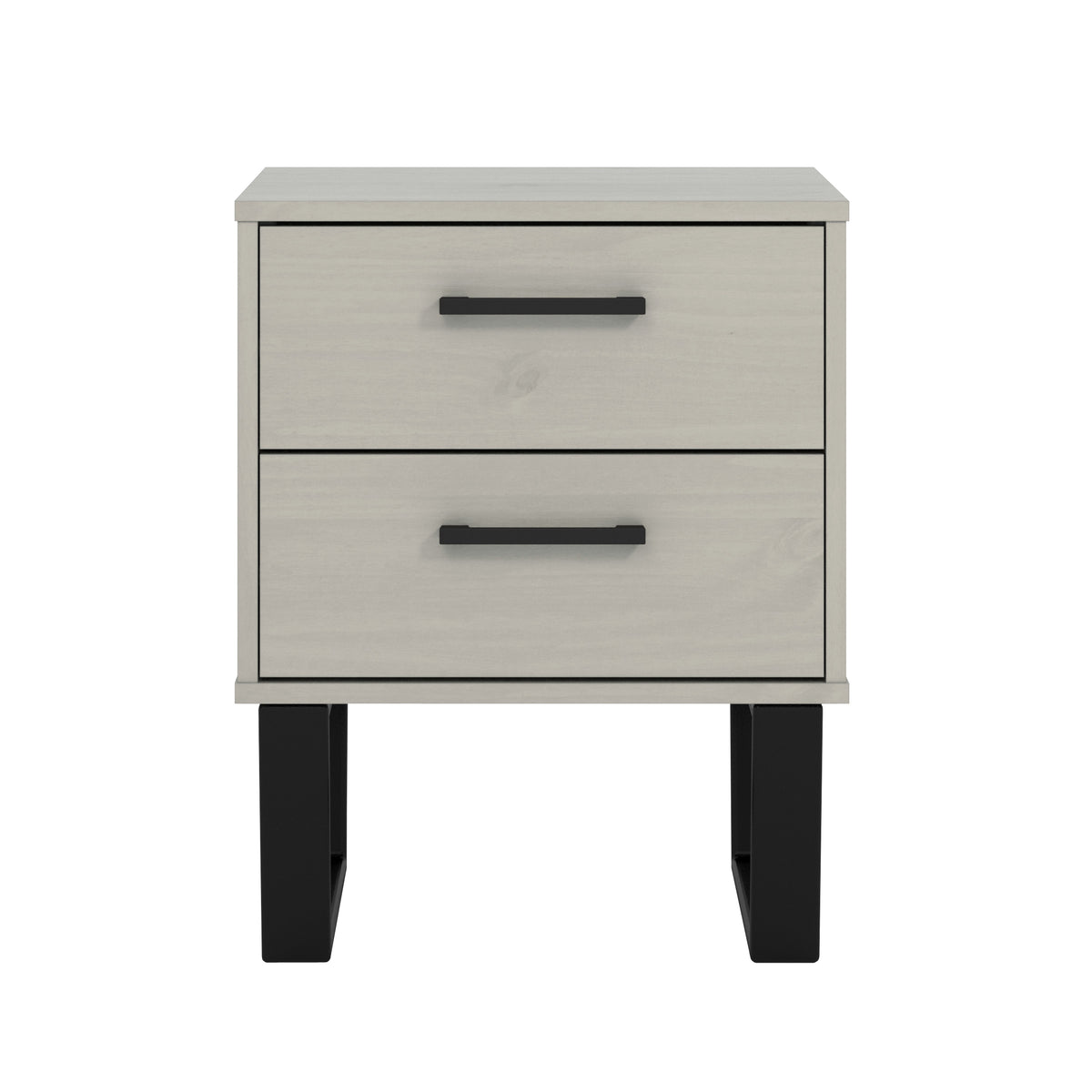 Texas 2 Drawer Bedside Cabinet Grey Waxed Pine Black (DHD) Image 2