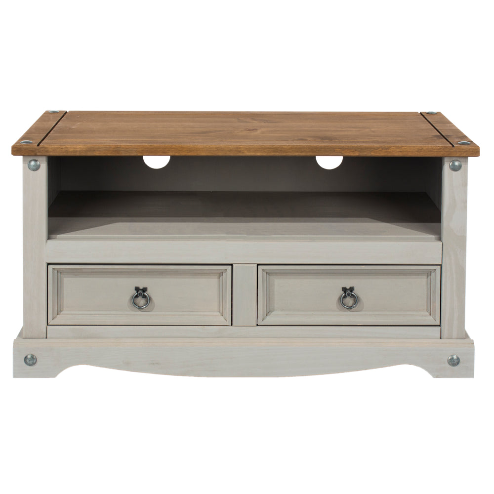 Corona Grey Flat Screen Tv Unit Grey Wax Antique Waxed Pine (DHD) Image 2