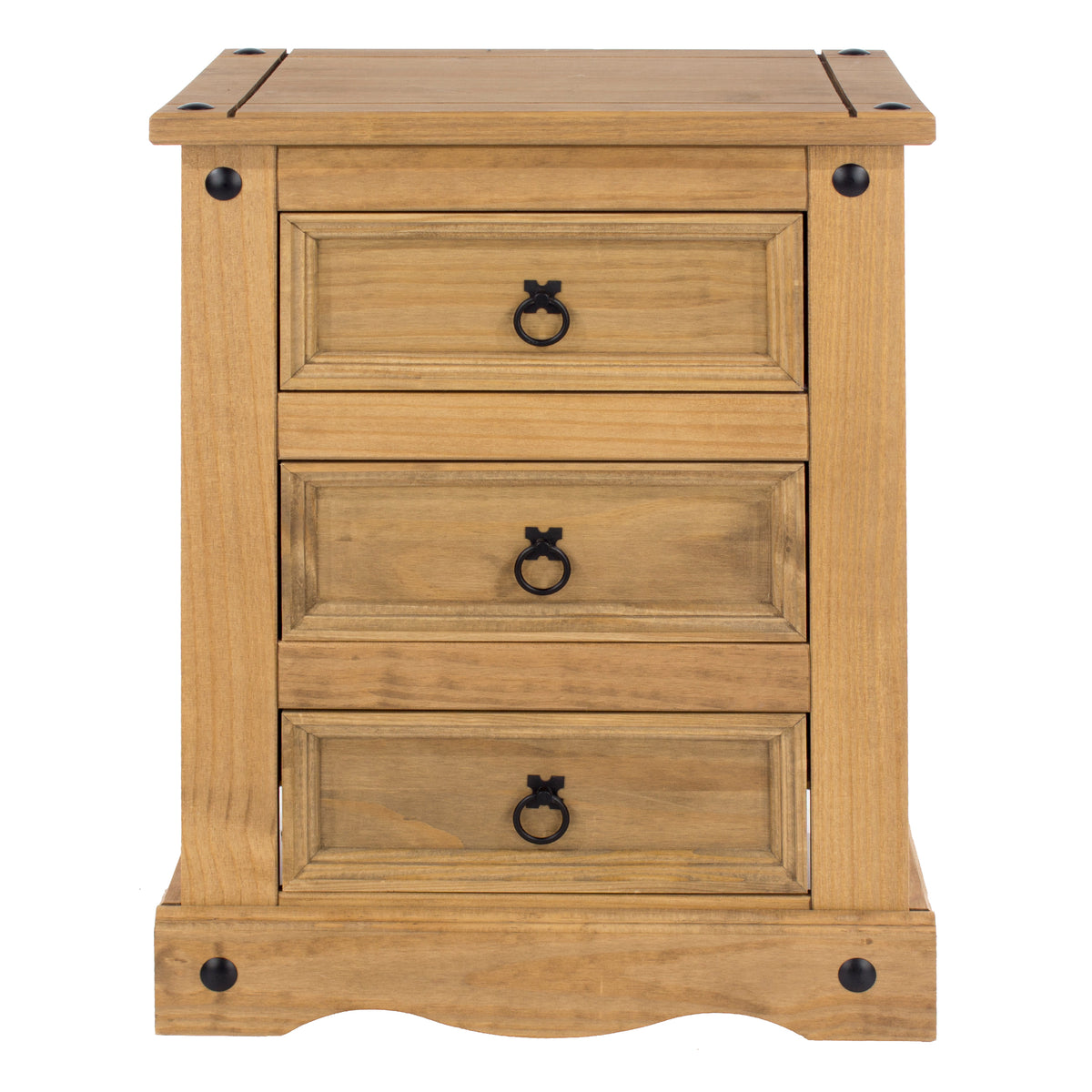 Corona 3 Drawer Bedside Cabinet  Antique Waxed Pine  (DHD) Image 2