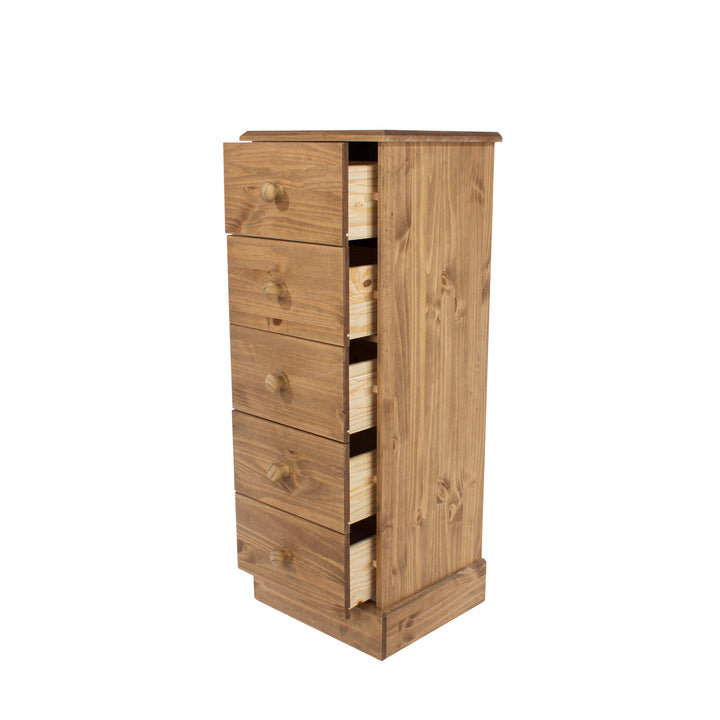 Cotswold 5 Drawer Narrow Chest Antique Waxed Pine  (DHD) Image 4