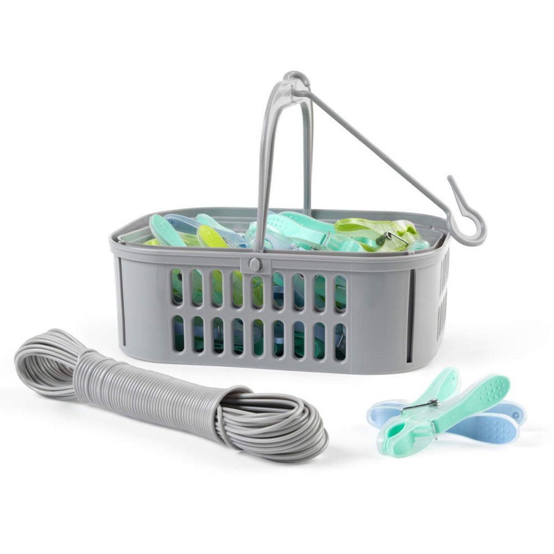 Beldray 30 Ultra Grip Pegs, Basket & Washing Line