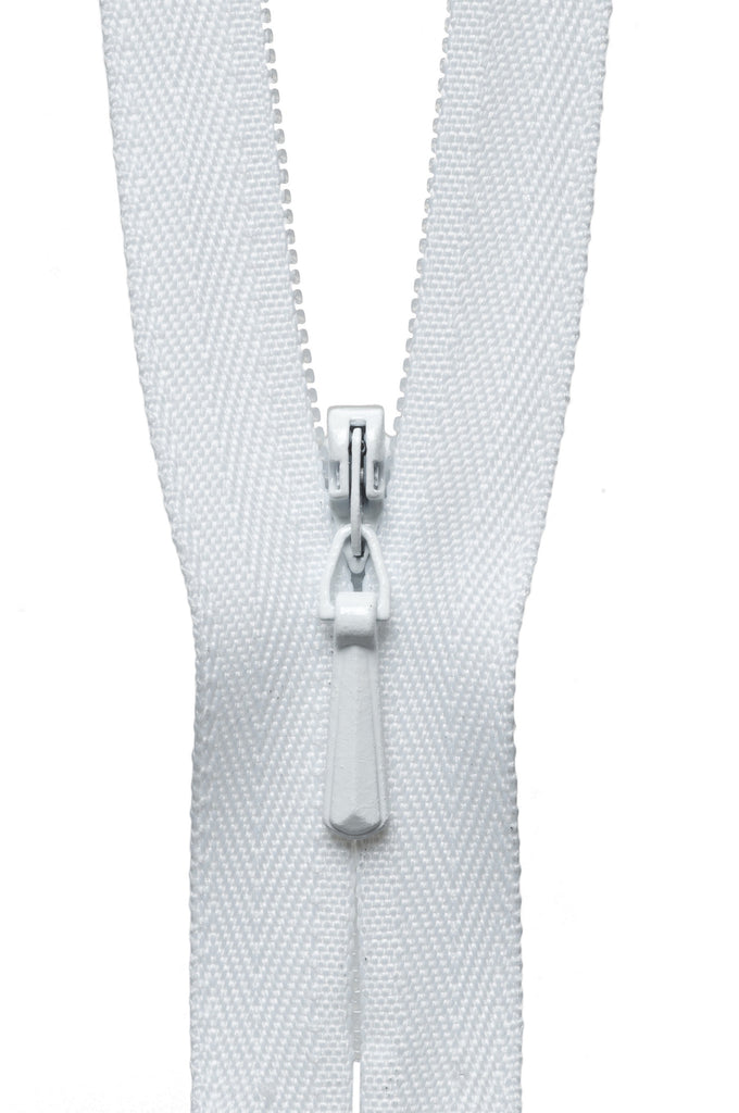 Concealed Zip: 23cm: White